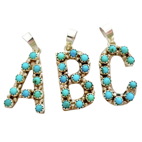 Kingman Turquoise Letter Pendant