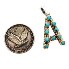 Kingman Turquoise Letter A Pendant