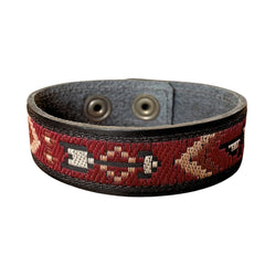 Embroidered Leather Thunderbird Cuff