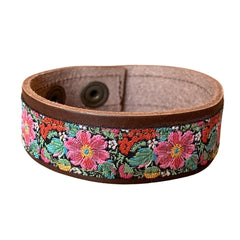 Embroidered Leather Floral Cuff