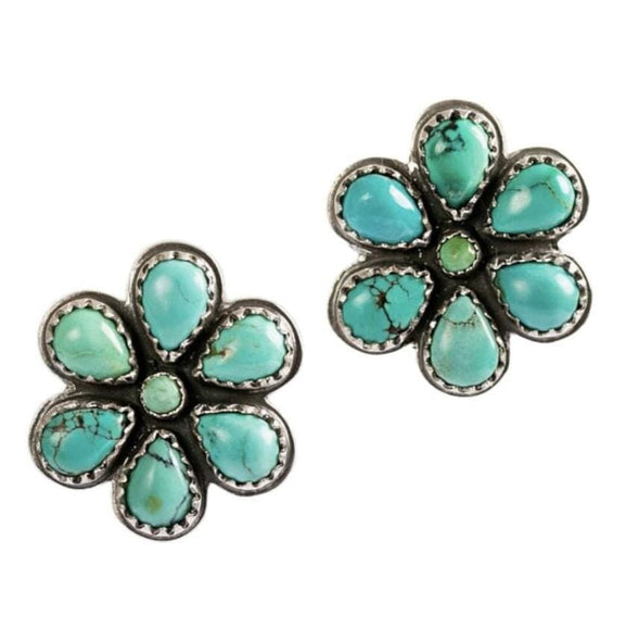 Turquoise Flower Stud Earrings