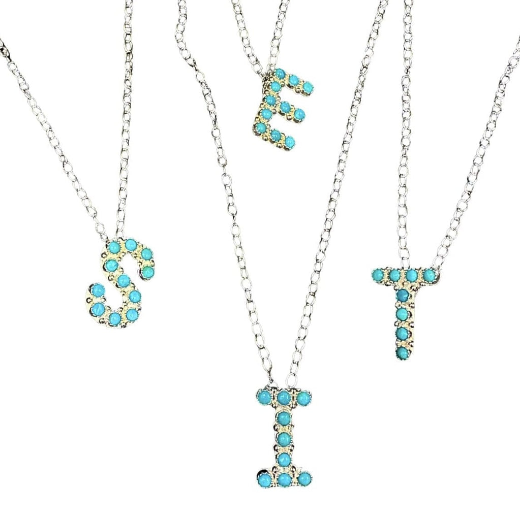 Turquoise Letter Initial Necklace