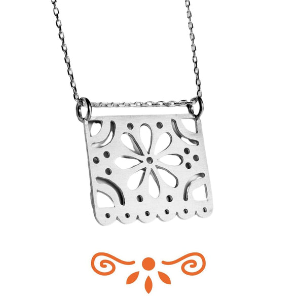 Papel Picado Silver Necklace