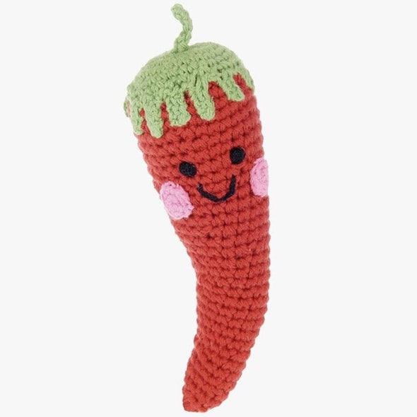 Plush Toy Rattle Pebble Red Chile 